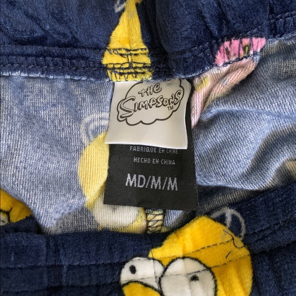 The Simpsons Homer Faces & Sprinkle Donut Soft Velour Navy Pajama Pants M/L - Picture 4 of 5